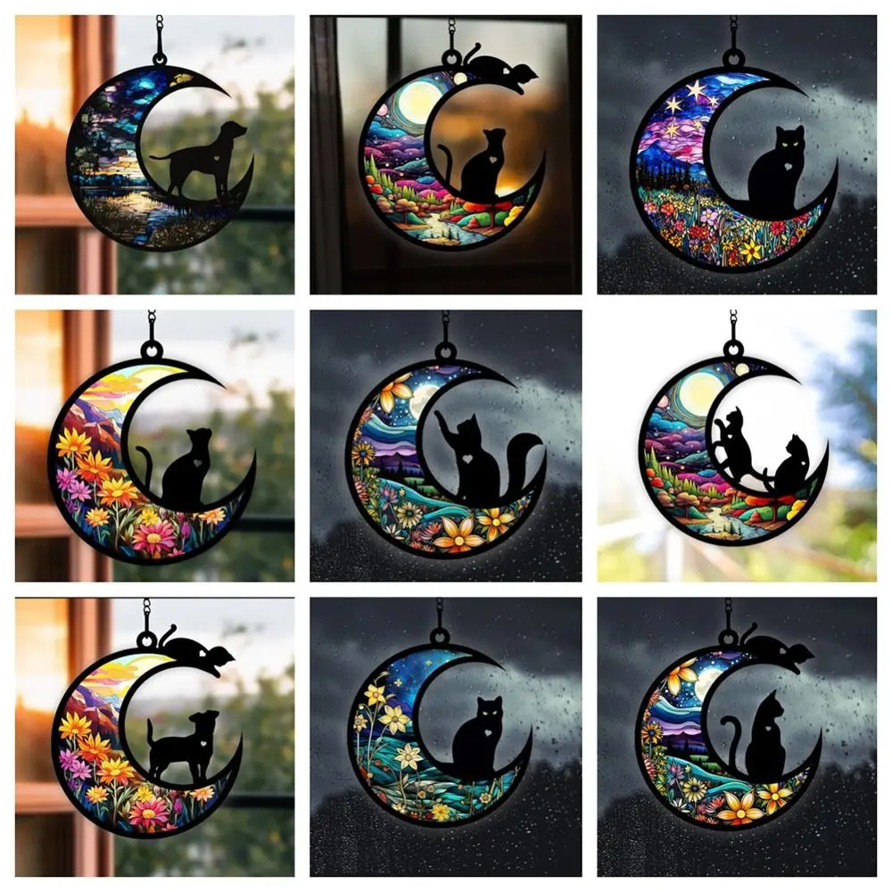 Ghirlande di porte per gatti a forma di luna che appendono gatti ghirlanda ornamento di Halloween decorazioni per la casa regali