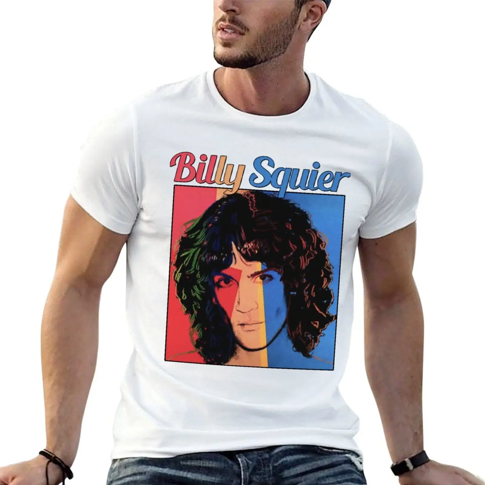 Camiseta Billy Squier, camisetas para hombre, camiseta de algodón ajustada, camiseta para hombre, camiseta lisa para hombre