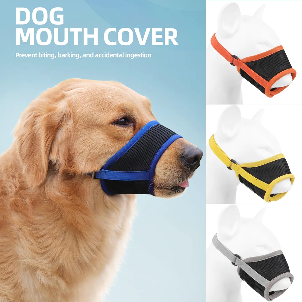 Small Large Dogs Breathable Mesh Muzzles Pomeranian Golden Retriever Pet Accessories Supplies Adjustable Dog Mouth Cover