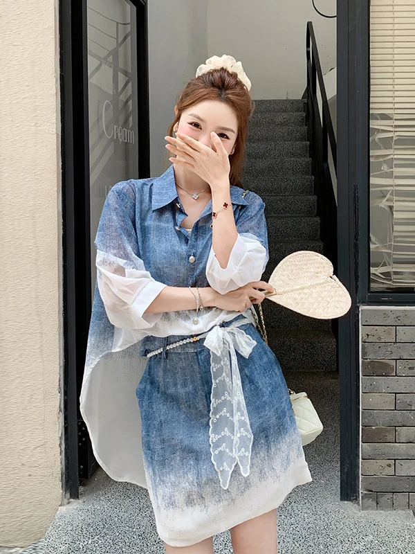 aduated-bleu-irt-dr-femmes-ete-2025-nouveau-design-irregulier-sens-ature-jupe-trajet-sle-col-mi-manches