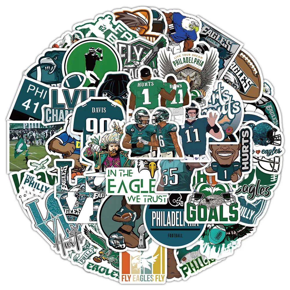 10/30/50PCS New Philadelphia Eagles Stickers Football Cartoon Graffiti Helmet Car Guitar DIY Scrapbook Toys Decoration Wholesale