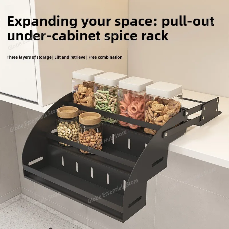 

Hanging Cabinet Lift Basket Kitchen Cabinet Pull-down Basket Top Cabinet Up and Down Buffer Telescopic Rack