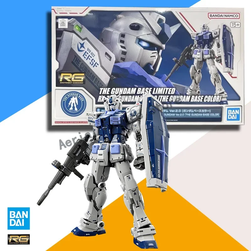 متوفر في المخزون الأصلي نموذج حقيقي بانداي RG 1/144 RX-78-2 Gundam Ver.2.0 قاعدة اللون الجمعية لعبة شخصيات الحركة #5