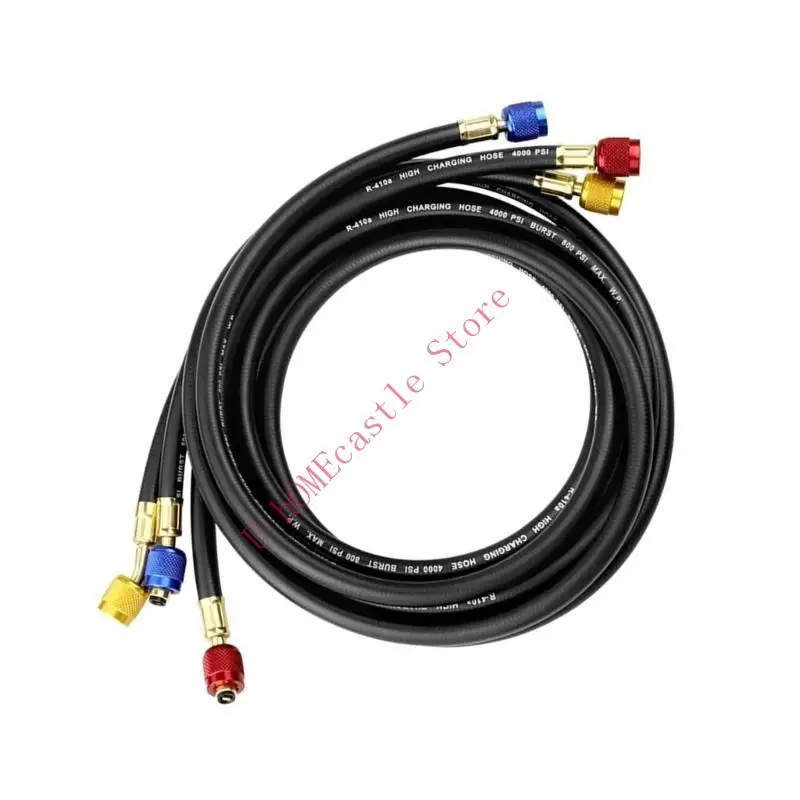63HF 3Piece HVAC Manifolds Gauges Hose with Valves for HVAC R22 R502 R1234YF