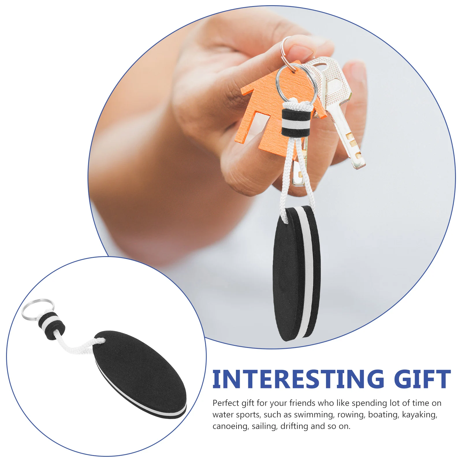 

2pcs Eva Floating Keyring Water Buoyant Keychain For Kayak Canoe Boating Beach Outdoor Sport Lightweight Durable Rope Attached