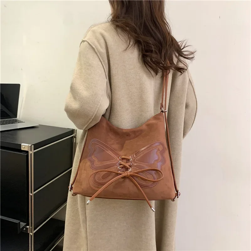 Bolsos de mensajero para niños, mochila Retro con mariposa para axila, bolsos para madres y niños, bolsos cruzados para niñas, bolso de hombro para mujer, sombrero