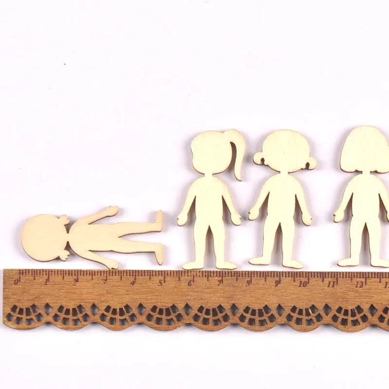 20pcs 20x49mm Boy and Girl Pattern Natural Wooden Chips Scrapbooking Carft for Home Decoration Diy Embellishments cp3417