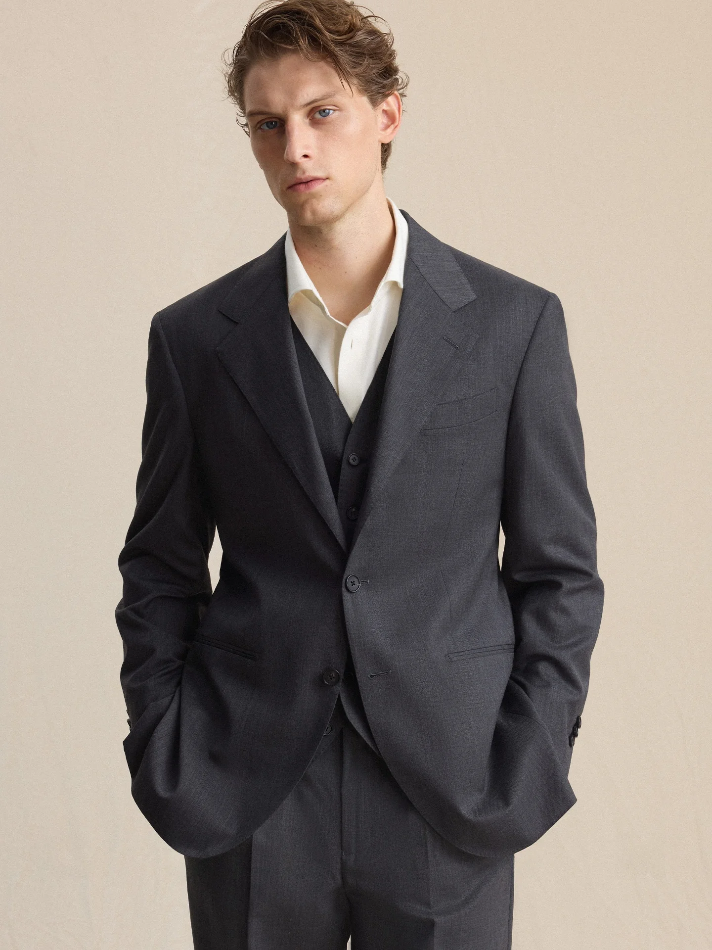 Cultum Italian Style Woolen Suit Set for Men Casual Wedding No Ironing Required Comfortable All Year round Business Gentleman
