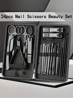 Manicure Set,  Stainless Steel Professional Nail Clippers Pedicure Set with Black Leather Storage Case, Portable Grooming Kit fo