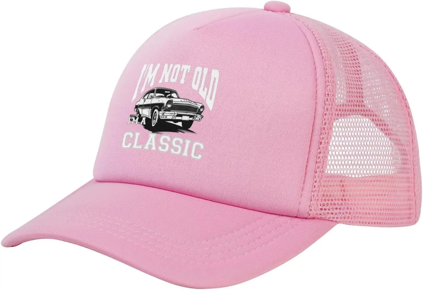 أنا لست قديمًا ولكن قبعة بيسبول كلاسيكية قبعة سائق الشاحنة الوردية القابلة للتنفس للنساء والرجال