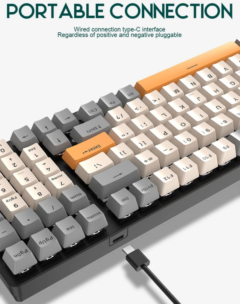 Russian Mechanical Keyboard Spanish Korean Arabic RGB Backlight Hot Swap 100 Keys 98% Layout Type C Wired for Gaming Office K3