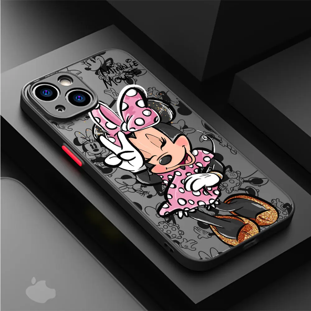 Disney Mickey Minnie Mouse Phone Case for Apple iPhone 15 Pro Max 13 14 Plus 12 Mini 11 Pro XR 8 SE 7 6S XS MAX Matte Cover