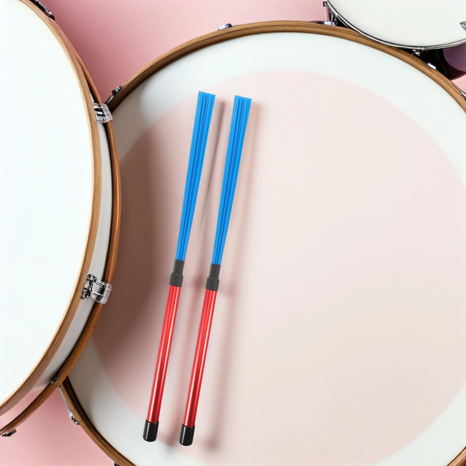 

2Pcs Jazz Drum Brush Accessories Aluminum Alloy Handle Blue Nylon Brushes Cajon Snare Drum Percussion Equipment