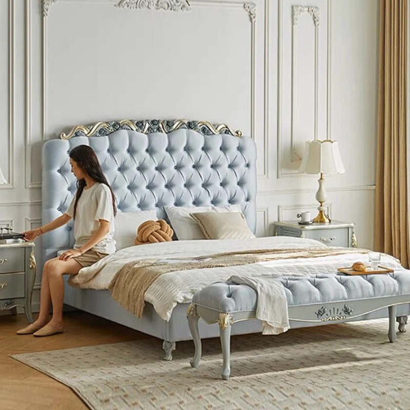 French Style Double Bed King Size Luxury Princess Bed Villa Superking Camas De Dormitorio Bedroom Set Furniture Queen