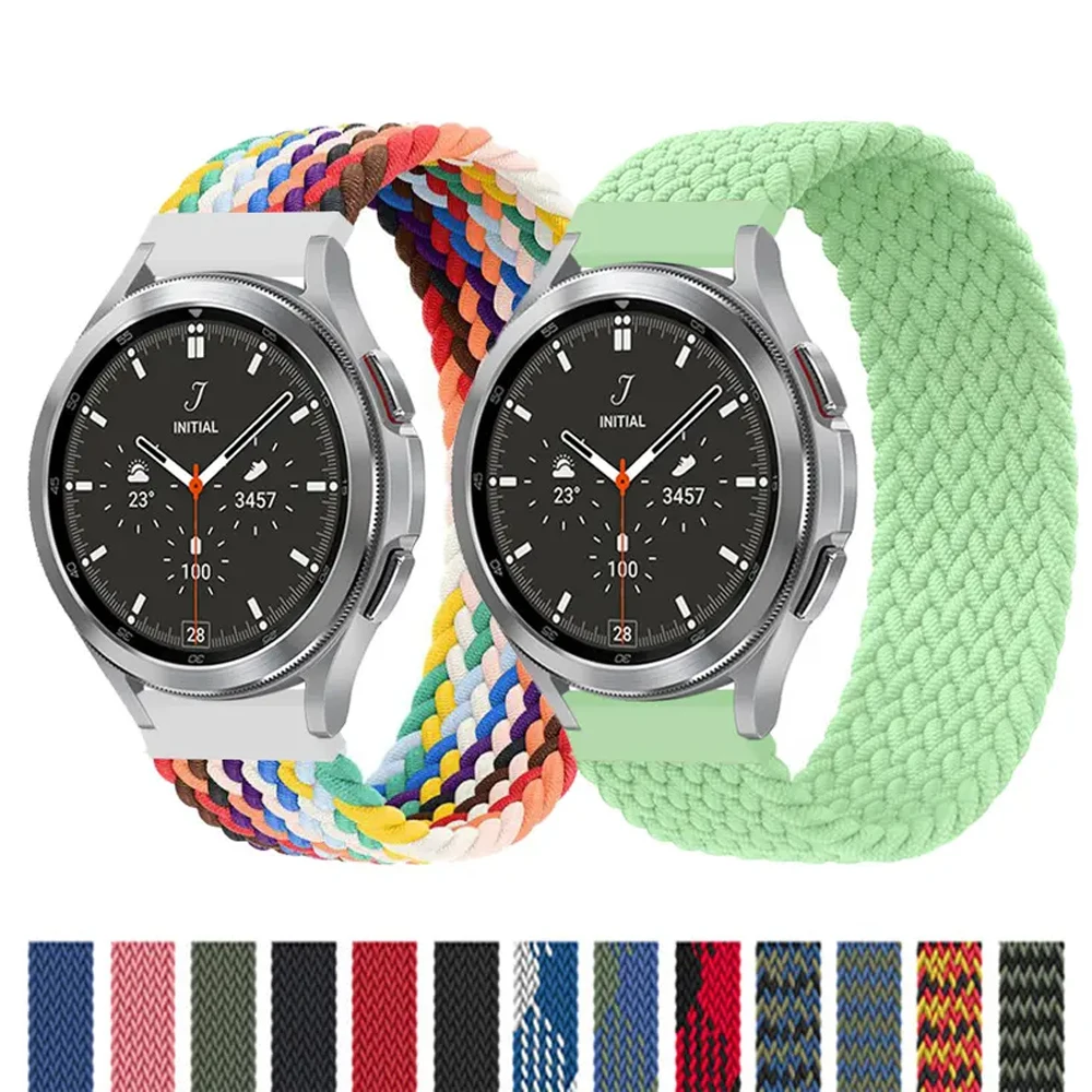 Correa trenzada para Samsung Galaxy watch pulsera clásica de 20mm 22mm 46mm 40mm 44mm active 2 solo loop 5 pro 45mm