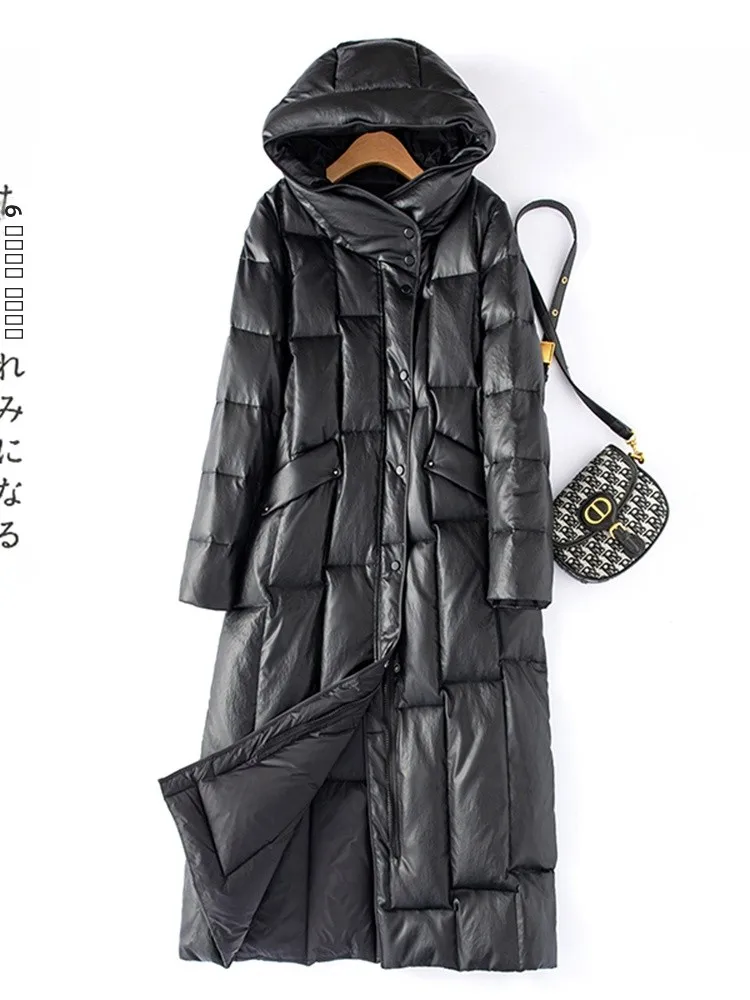 冬の新作 本革シープスキンコート レディース ミドル丈 ルーズフィット フード付き 耐久性のあるジッパー開閉 通勤用