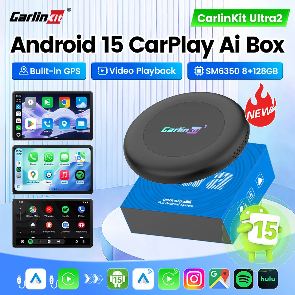 CarlinKit Ultra 2 CarPlay Ai Box Android 15 SM6350 8+128GB