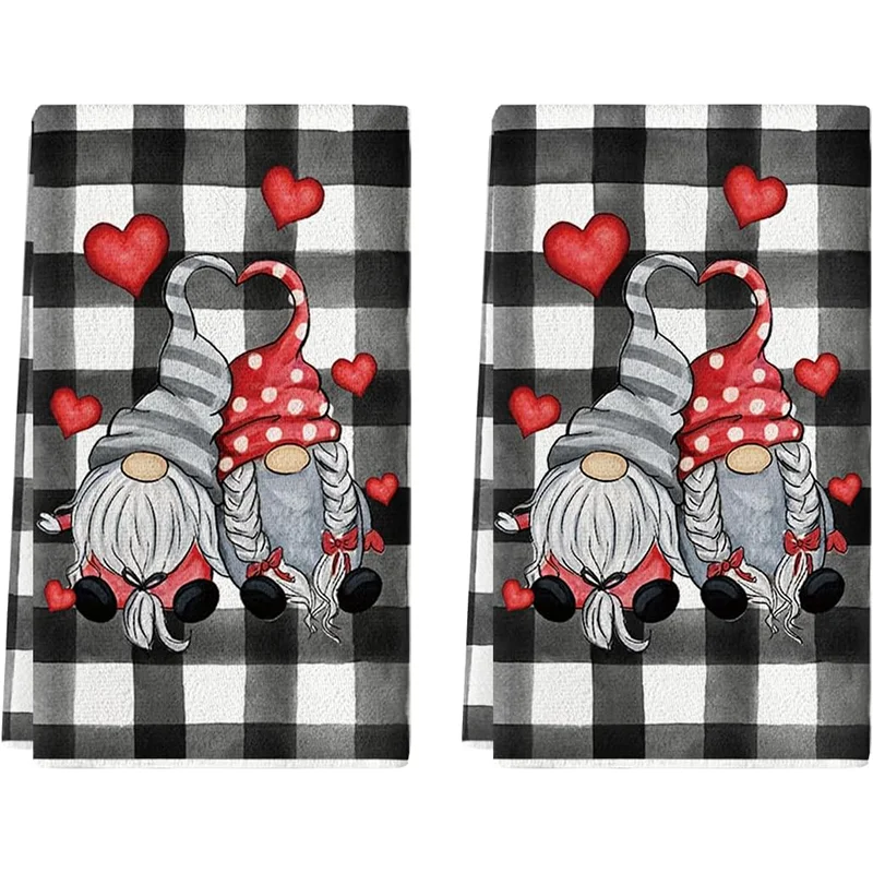 2Pcs, Black and White Checkered Dwarf Kitchen Towels, 40Cm*60Cm Towel Set, Super Absorbent Soft Cleaning Cloth, Cooking and Baking Tea Towel, Hand Towel, Cleaning Cloth, Dishcloth, Kitchen Decoration, Living Room Decorations, Kitchen Essentials, Home Essentials