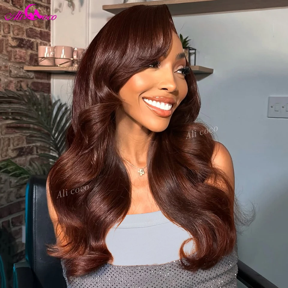 

Chocolate Brown Body Wave Lace Front Wig Transparent 13x4 13x6 HD Lace Front Wigs Preplucked Colored Human Hair Wigs for Women