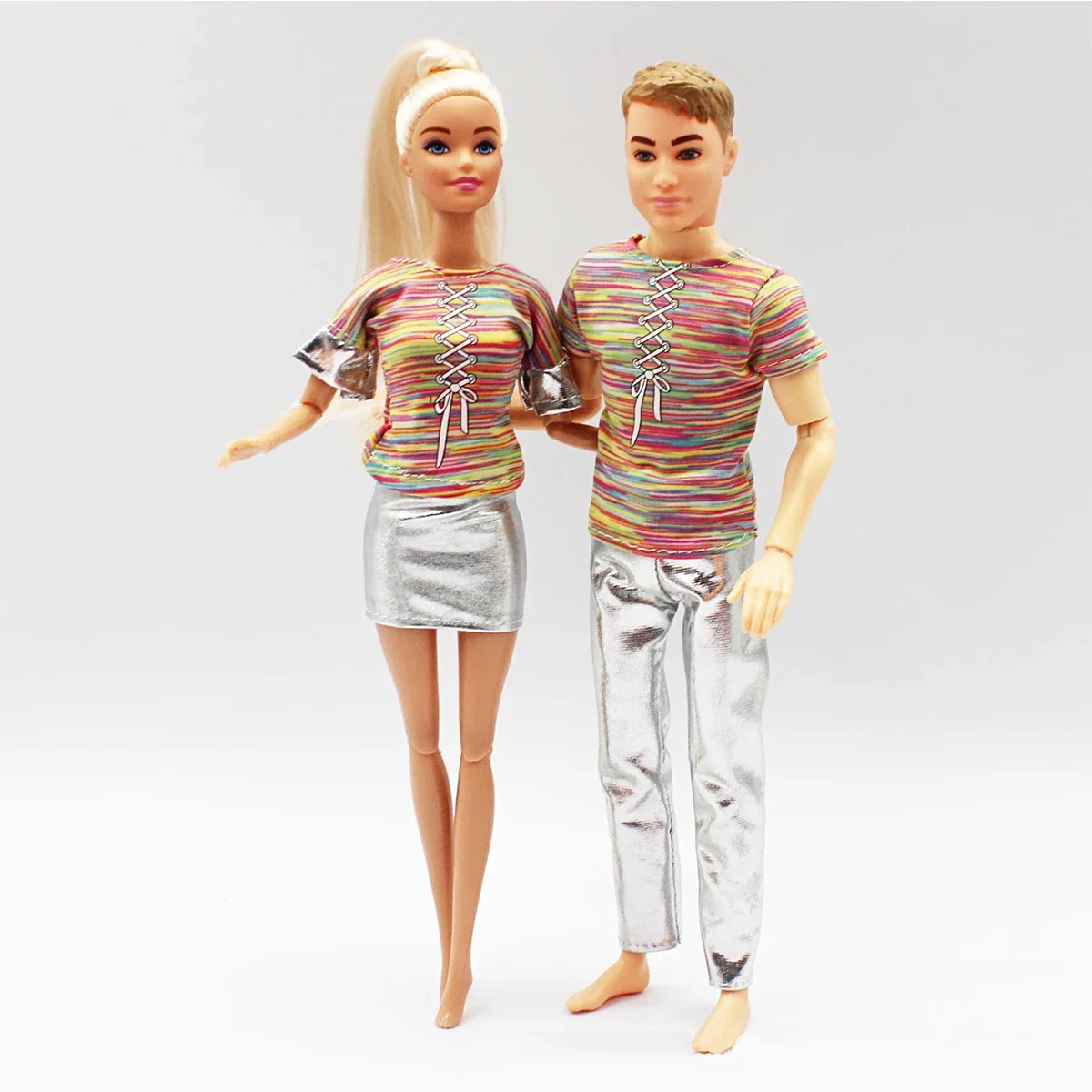 30cm Couple Doll Girlfriend & Boyfriend Ken Doll 1/6 Doll with Wheat Complexion Body Couple Outfit Parents Cosplay Toys Gifts