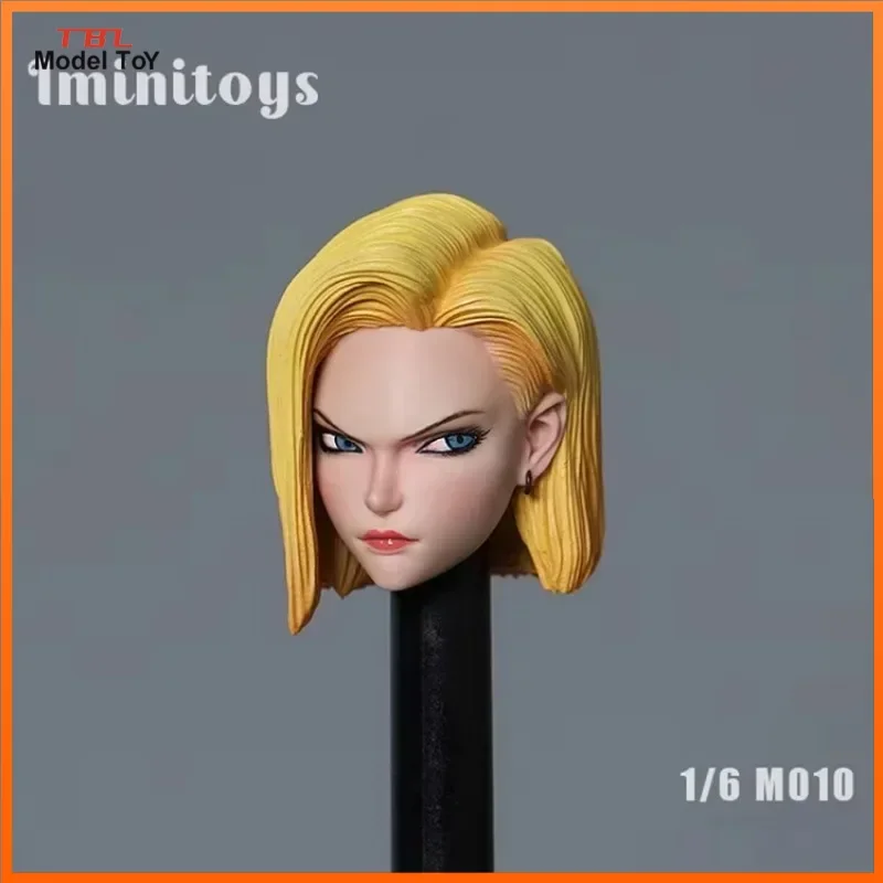 M010 M011 1/6 1/12 Scale Android18 Beauty Gilr Head Sculpt Carving Model for 12/6'' Tbleague Pale Color Body Doll Toys