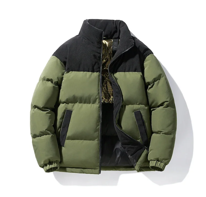 Parkas Men Winter Warm Bubble Coat Stand Collar Cotton Padded Quilted Jacket Harajuku Fashion Oversize Streetwear