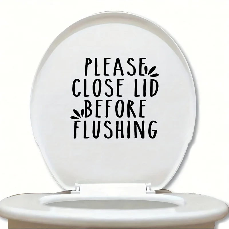 1Pieces“Please close the toilet lid before flushing”Fun Stickers， Humorous Hygiene Reminder