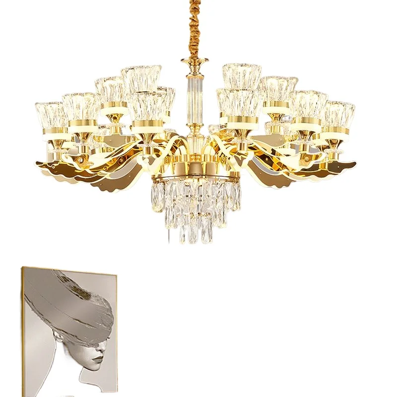 

Light luxury crystal chandelier living room main light new light luxury luminous lamp arm chandelier European luxury restaurant