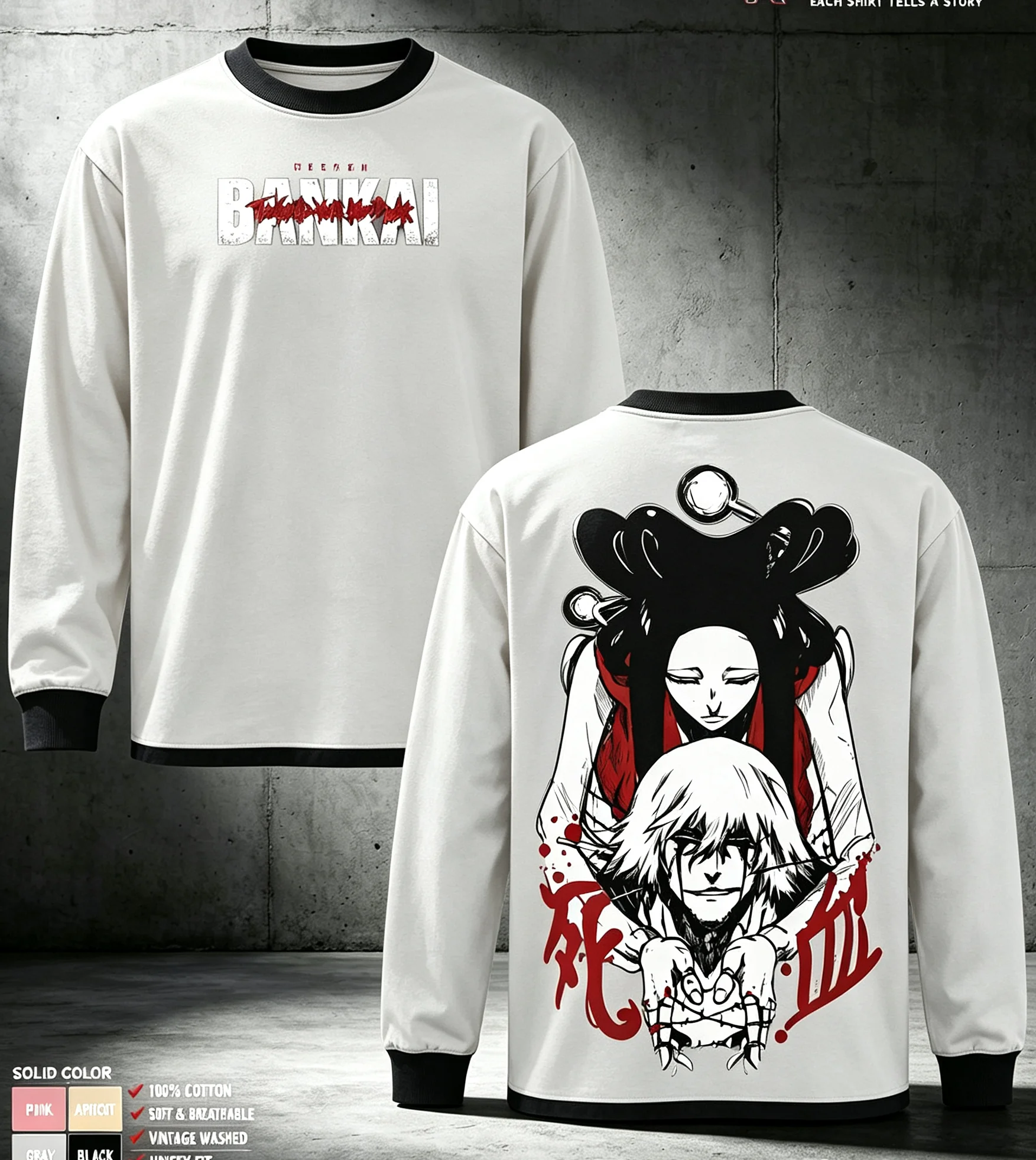 2026 Shinigami Soul Reaper 3D Manga Graphic Long Sleeve Shirt Unisex Front Back Print Casual Streetwear Tops
