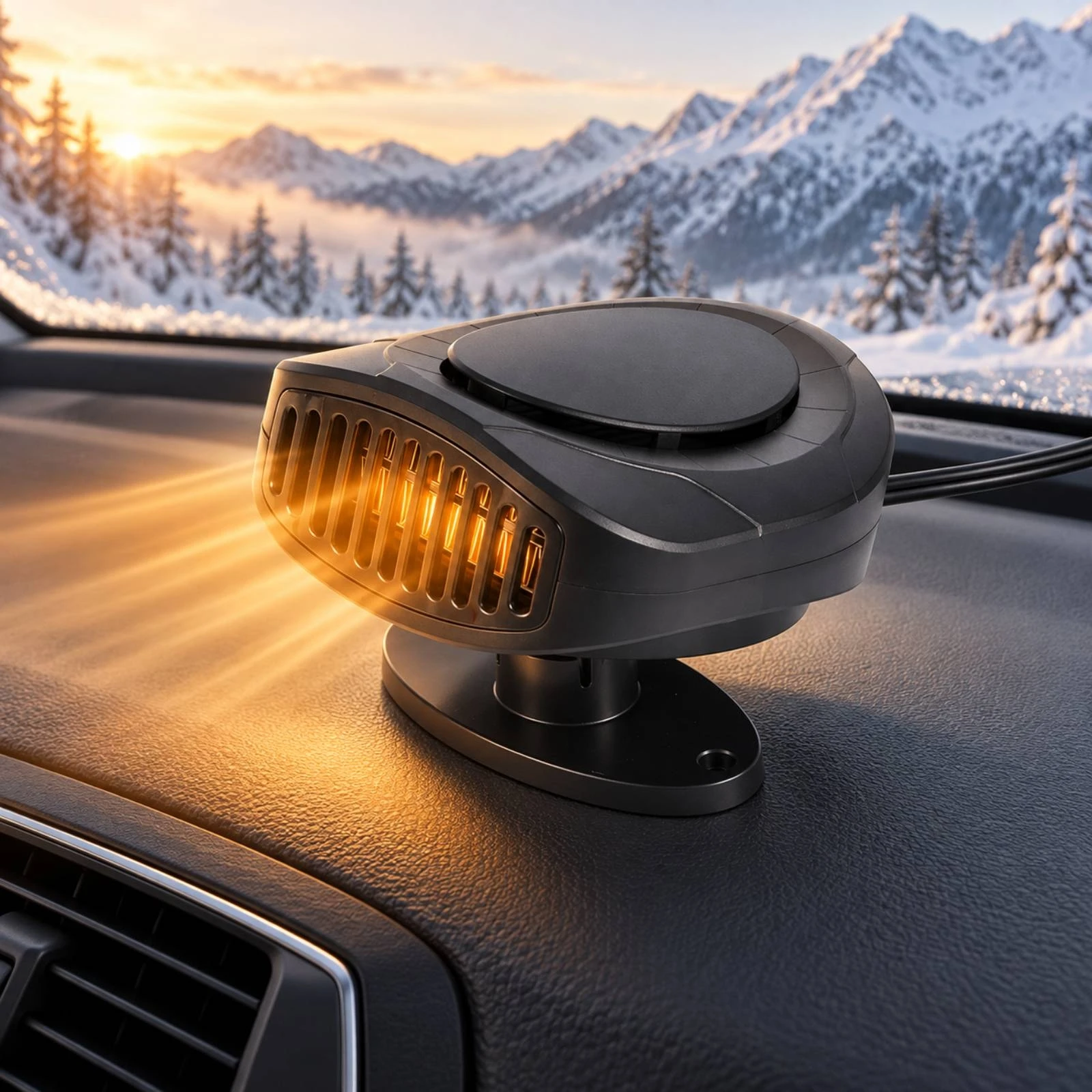 12V Car Heater and Defogger 360° Rotatable Portable Automotive Windshield Defroster Car Heater with Rotating Base ABS Versatile