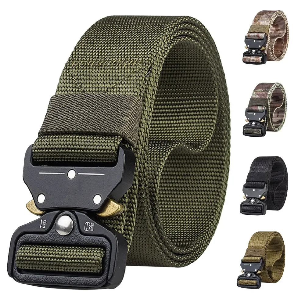 

Tactical Belt Men Adjustable Quick-releasing Nylon Belt Army Waist Belts With Metal Buckle Outdoor Hunting Accessories TMC