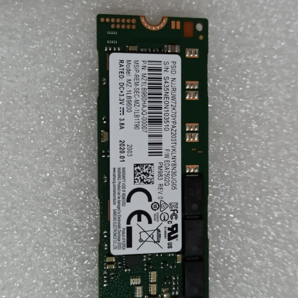 Original para Samsung PM983 M.2 PCIE3.0 Nvme 3,84 T 1,92 T 960G 22110 SSD servidor de unidades de estado sólido internas empresarial para escritorio