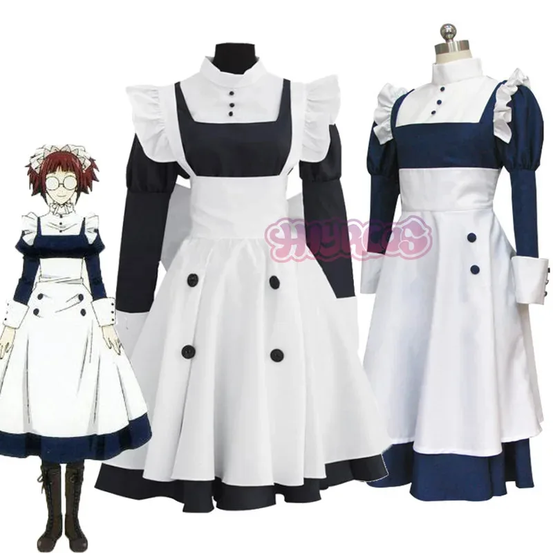 

MEY RIN Cosplay Costume Anime Uniform for Women Men Halloween Costumes Mie Rin Anime Cosplay Black And Blue Maid dress