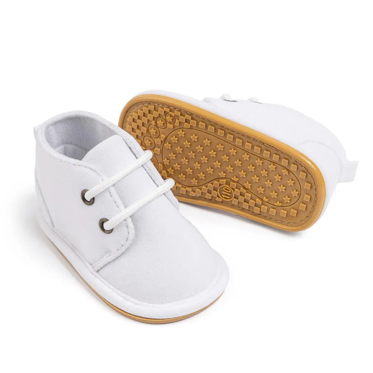 Solid Color Baby Casual PU Suede Leather Booties Autumn Winter Warm Lace Up Boys Girls First Walkers Rubber Soft Anti-slip Sole