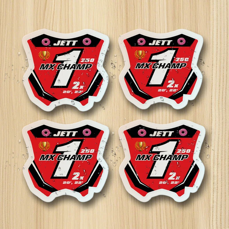 

Shield Shape MX Champion Stickers, 4PCS Red Black Waterproof Decals, With Number 1 & Trophy, For Car Bike Motorcycle Decor
