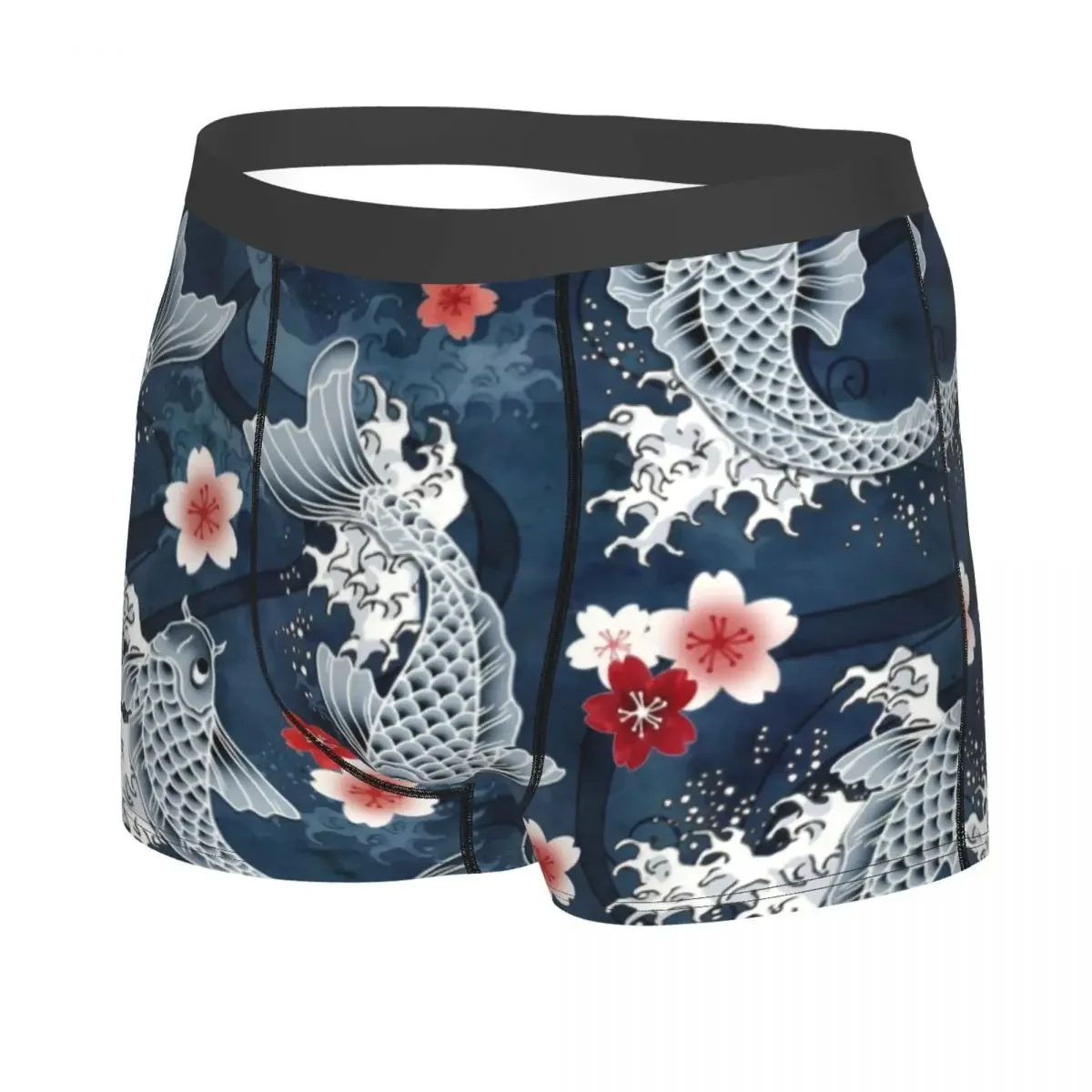 Cool Koi Cherry Sakura Blossom Boxers Shorts Underpants Male Stretch Flower Floral Japanese Asian Fish Briefs Underwear