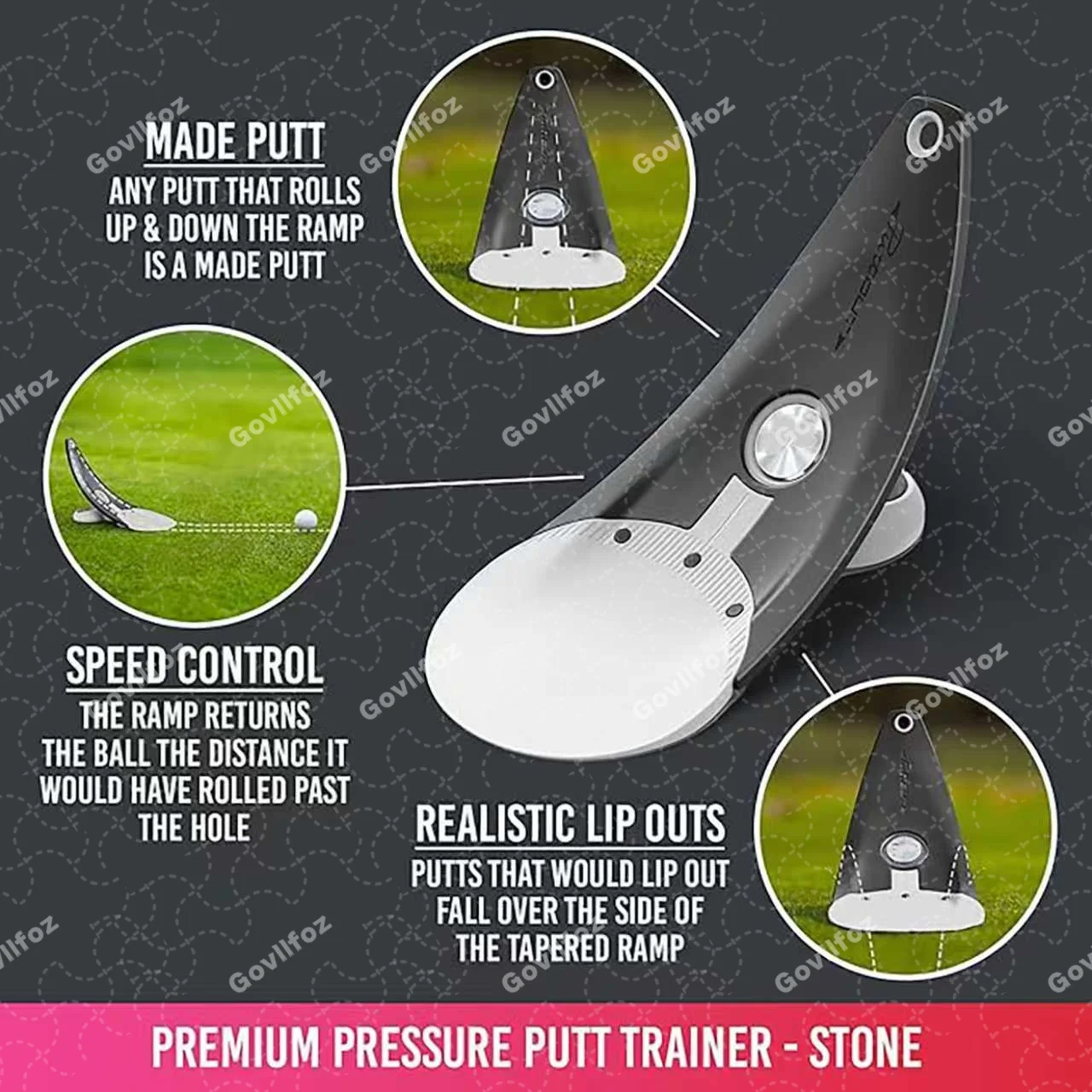 Portable Golf Putter Practice Tool Alignment Stick Holder Foldable Design Stability Indoor Outdoor Triple Aim Points Spiked Base view 4