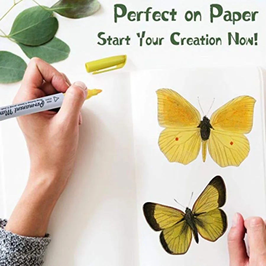 قلم تحديد دائم 30 لونًا، علامات دائمة ذات نقطة دقيقة مثالية للرسم والتلوين والربط على قماش الورق والزجاج M #6