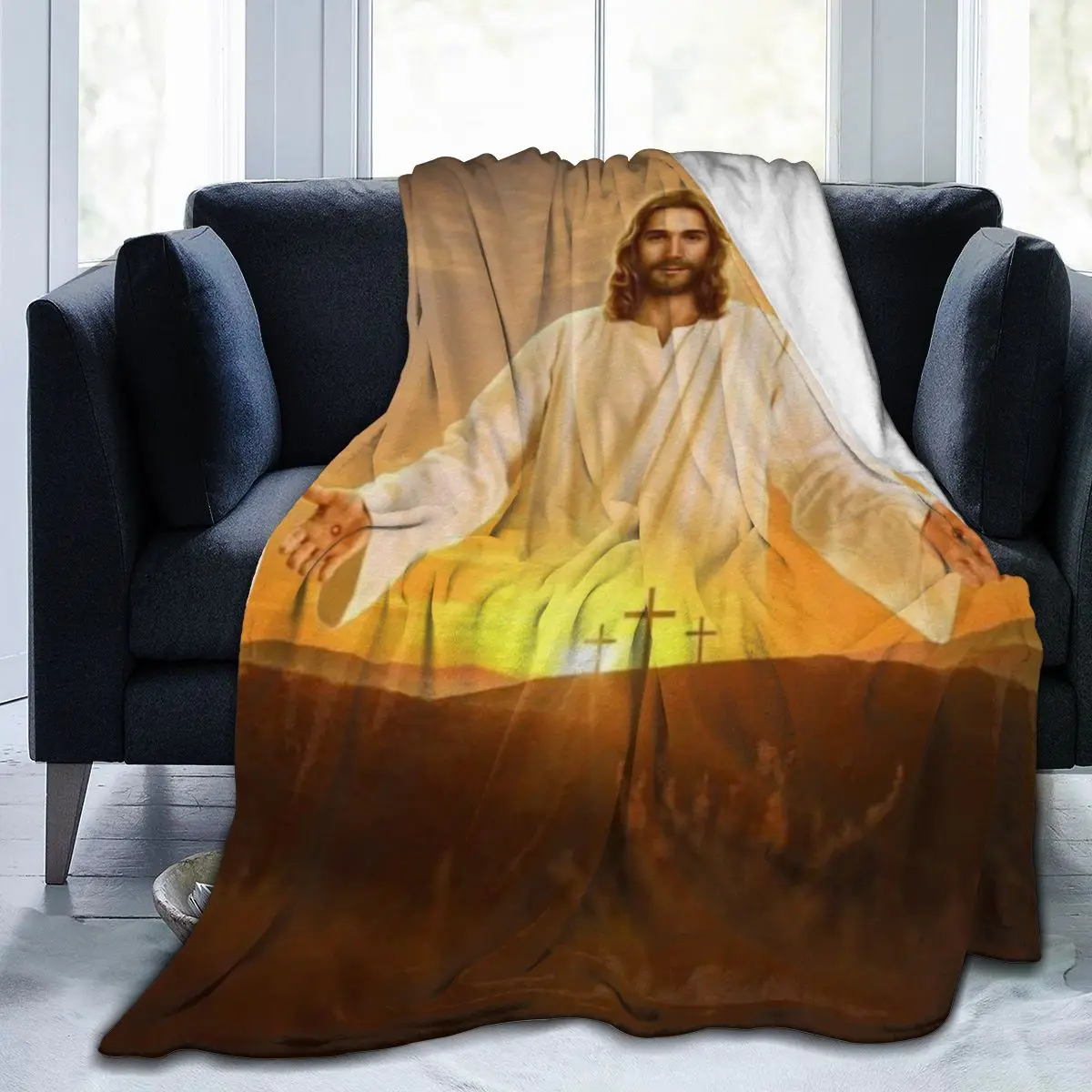 Jesus Divine Mercy Blanket Flannel Blanket Super Soft Fleece Throw Blanket Gifts Bedroom Sofa Warm Blanket for Bed Sofa Couch