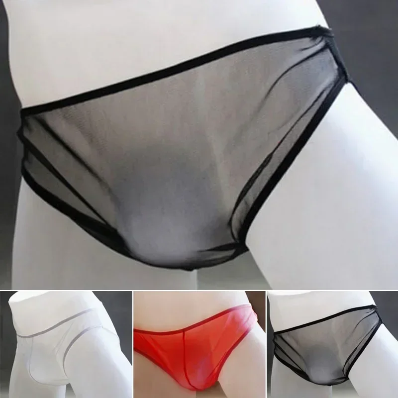 Bragas ultrafinas sexys para hombre, pantalones cortos transparentes, lencería elástica, ropa interior erótica, transparente