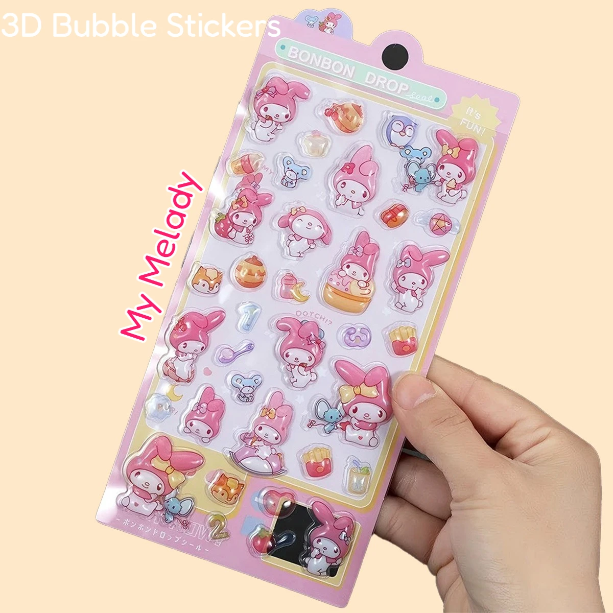 Melody 3D Bubble Stickers Nieuwe Cartoon Creatieve Kitty Cat Pochacco Stickers Kinder DIY Materiaal Sanrio Stickers Verrassingscadeau