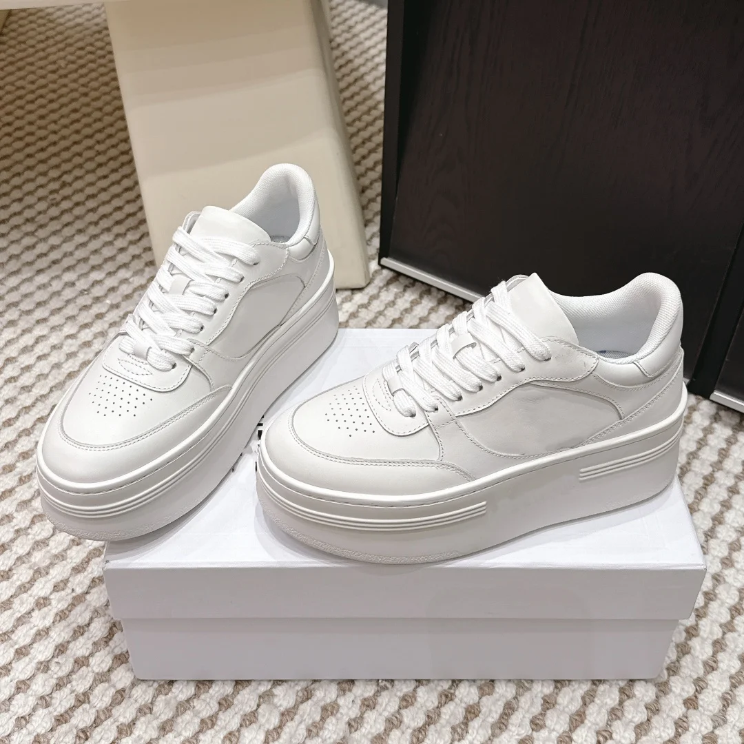 2026 Women Platform Sneakers Genuine Leather Suede Casual Shoes Low Top Lace Up Chunky Sole Fashion Streetwear Trainers Shoes - view 4