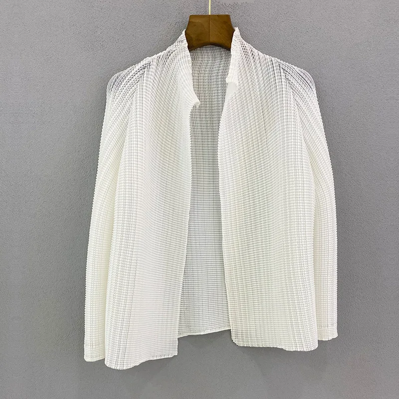 Thin Long Sleeve Knitted Cardigan Women's Spring Summer Autumn Fashion Commute Style Pleated Short Outerwear Air Conditioner ...