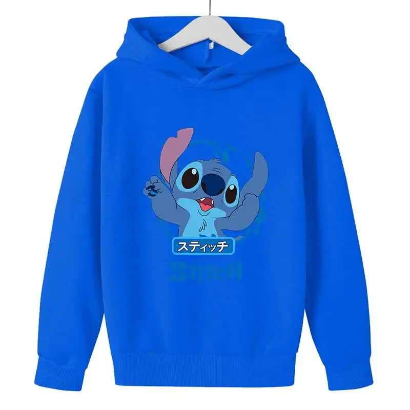 Sudaderas con capucha de dibujos animados de Disney Stitch para niños y niñas, sudadera de algodón para niños, Tops para bebés, jerséis para niños,