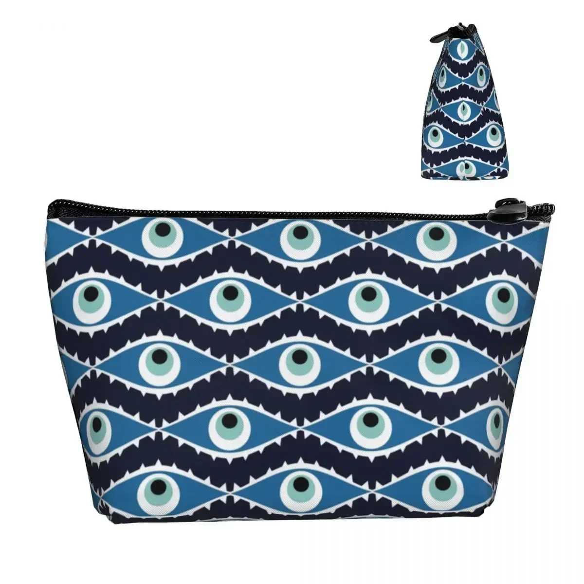 Turkish Greek Evil Eye Makeup Bag for Women Travel Cosmetic Organizer Cute Mediterranean Nazar Lucky Charm Storage Toiletry Bags