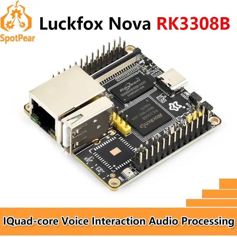 

Luckfox Nova RK3308B OnBoard EMMC-8GB Mic Option WiFi / PoE With Audio and Display Port Development Board