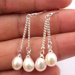 4-6x5-7mm Wine Red Green Yellow Elegant Natural Freshwater Pearl Double Dangle Hook Earring 1 Pair for Wedding Party Anniversary