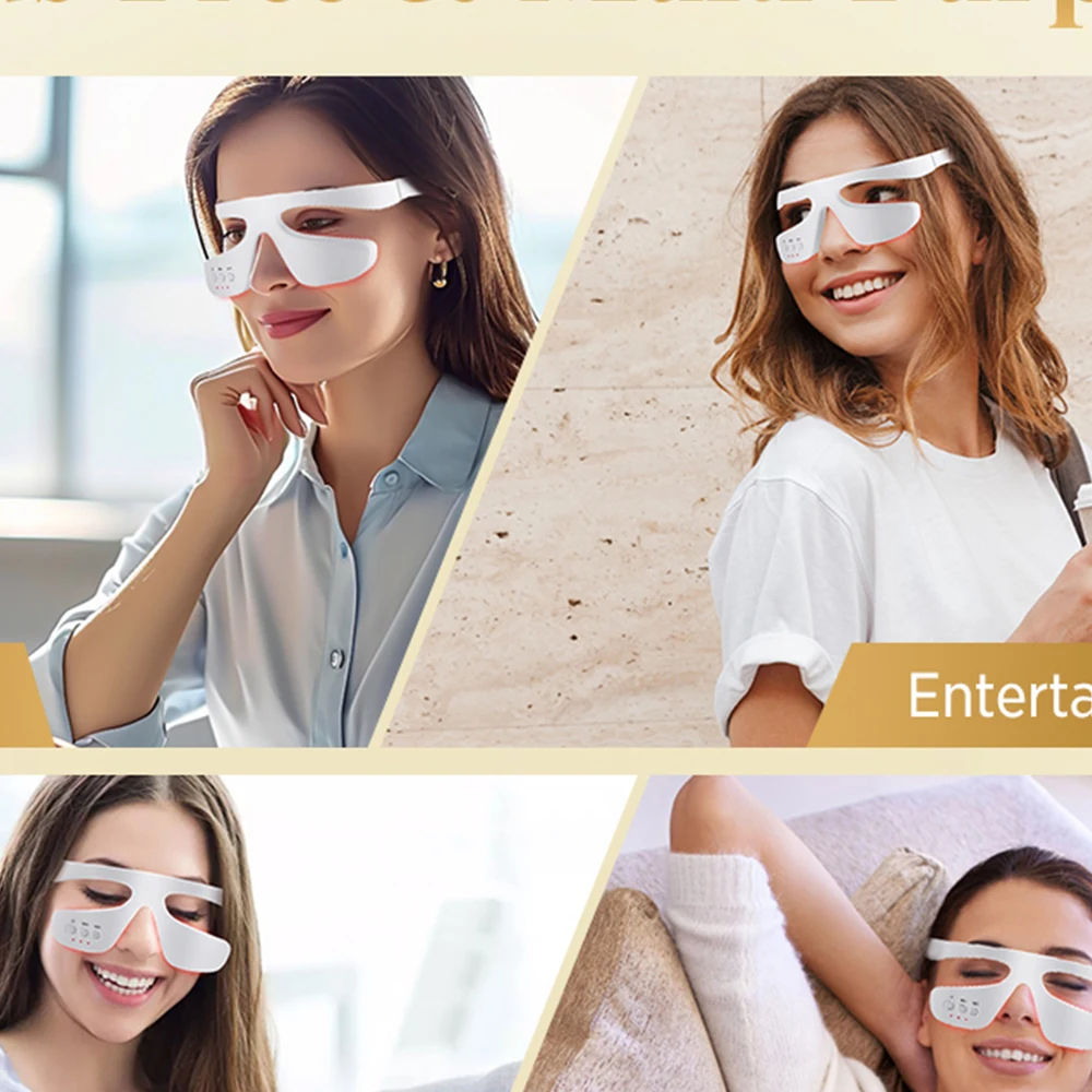 ثلاثية الأبعاد الضوء الأحمر EMS العين مدلك العناية بالعين نظارات الهالات السوداء الانتفاخ التجاعيد تقليل تعب العين الاسترخاء جهاز العناية بالجمال