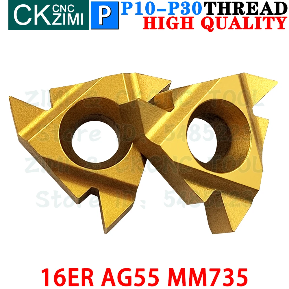 16ER AG55 MM735 إدراج كربيد يسار يمين داخلي خيط خارجي أدوات إدراج مترابطة RT16.01W G55P MMT16ER AG55 CNC أدوات خراطة معدنية
