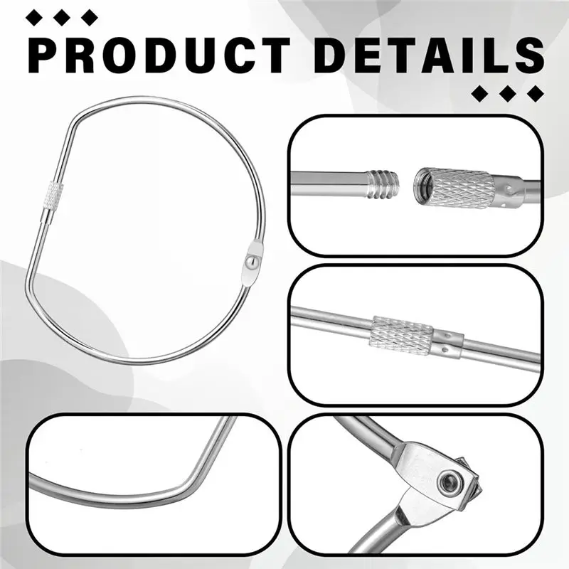 Y42A-4 Inch Large Nickel Plated D-Shaped Steel Binder Rings, Set Of 8, Perfect For Books And Keychain Organization In Home Offic